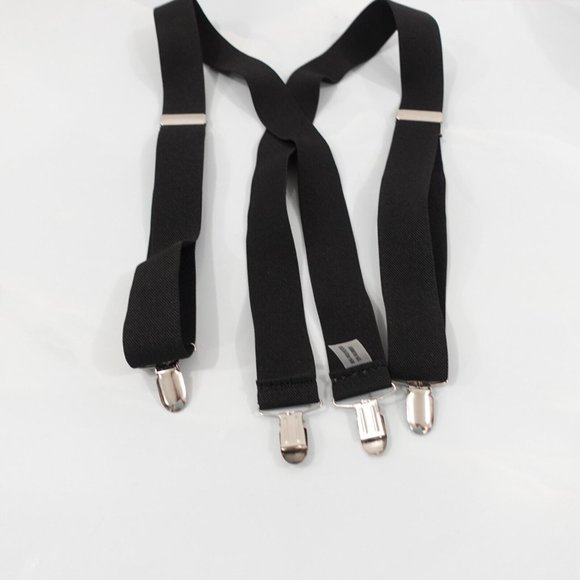 Suspender Junior Teens Black Clip On X Back Formal Adjustable‎ Strap Stretch - Picture 3 of 6